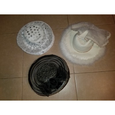 Lot of 3 Dress Up Hats/ Church Fancy Hats/ Play Dress Up Hats Vintage 's   eb-92819855